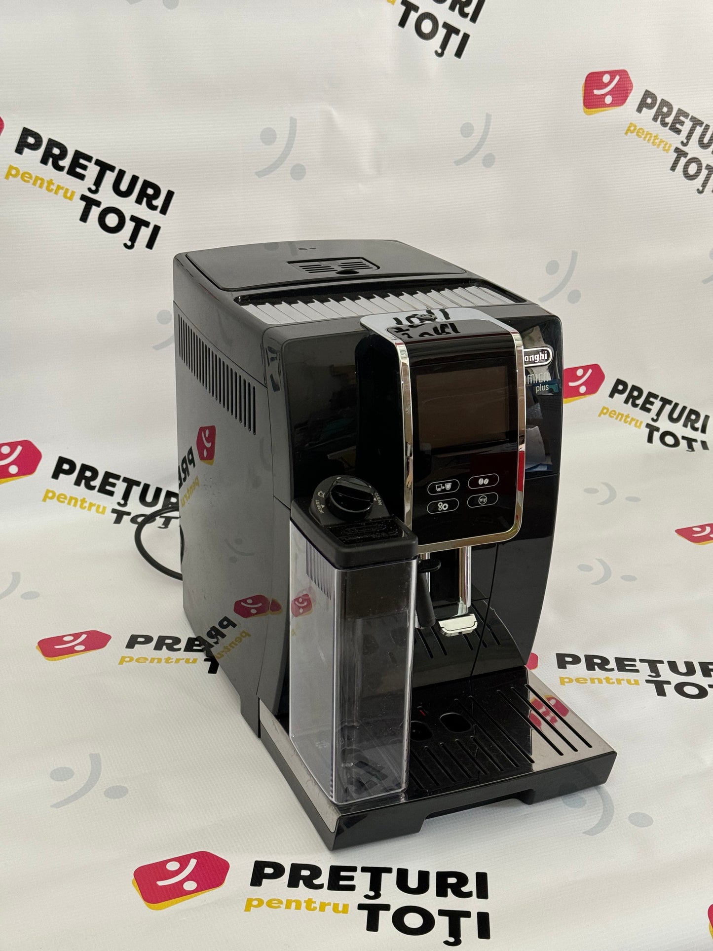 Espressor automat DE’LONGHI Dinamica ECAM 370.70.B, 1450 W, 1.8 l, 19 bari, carafa pentru lapte cu sistem LatteCrema, rasnita metalica cu 13 setari, negru