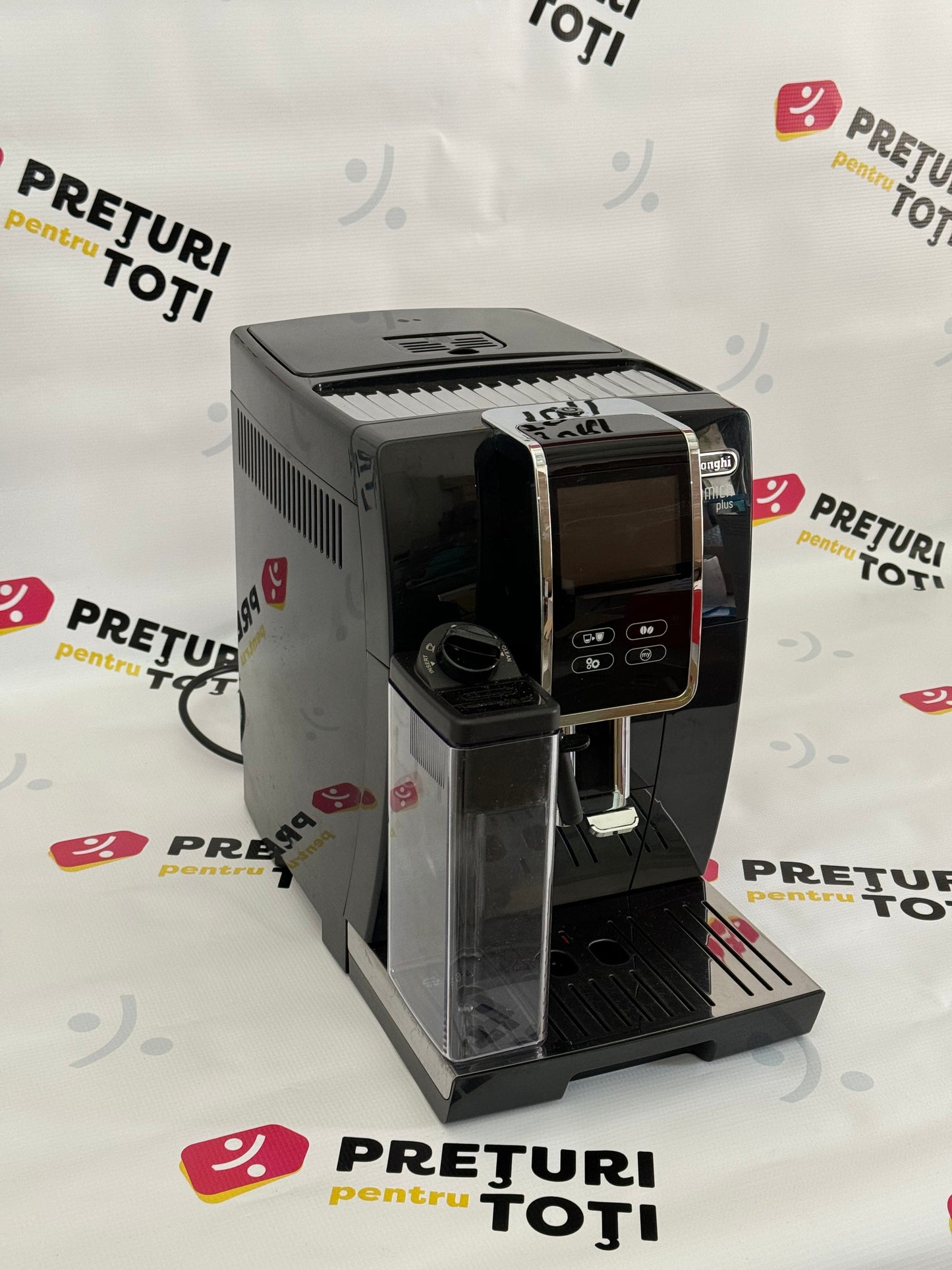 Espressor automat DE’LONGHI Dinamica ECAM 370.70.B, 1450 W, 1.8 l, 19 bari, carafa pentru lapte cu sistem LatteCrema, rasnita metalica cu 13 setari, negru