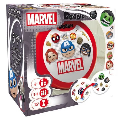 Joc Dobble Marvel Emoji, 55 carti rotunde, 2-8 jucatori, 6+