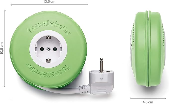 Famatel Roller Rola priza - 2m cablu - Verde