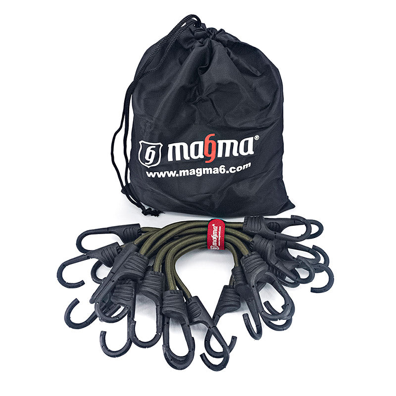 Pachet de 12 corzi elastice - Magma bungee cords - Negre- 30 cm