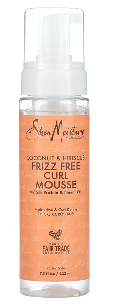 set 2 bucati x SheaMoisture, spumă pentru bucle fără încrețire, nucă de cocos și hibiscus, 222 ml (7,5 fl oz)