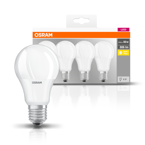 Set 4x Becuri LED E27 8,5W 2700K 806lm Osram