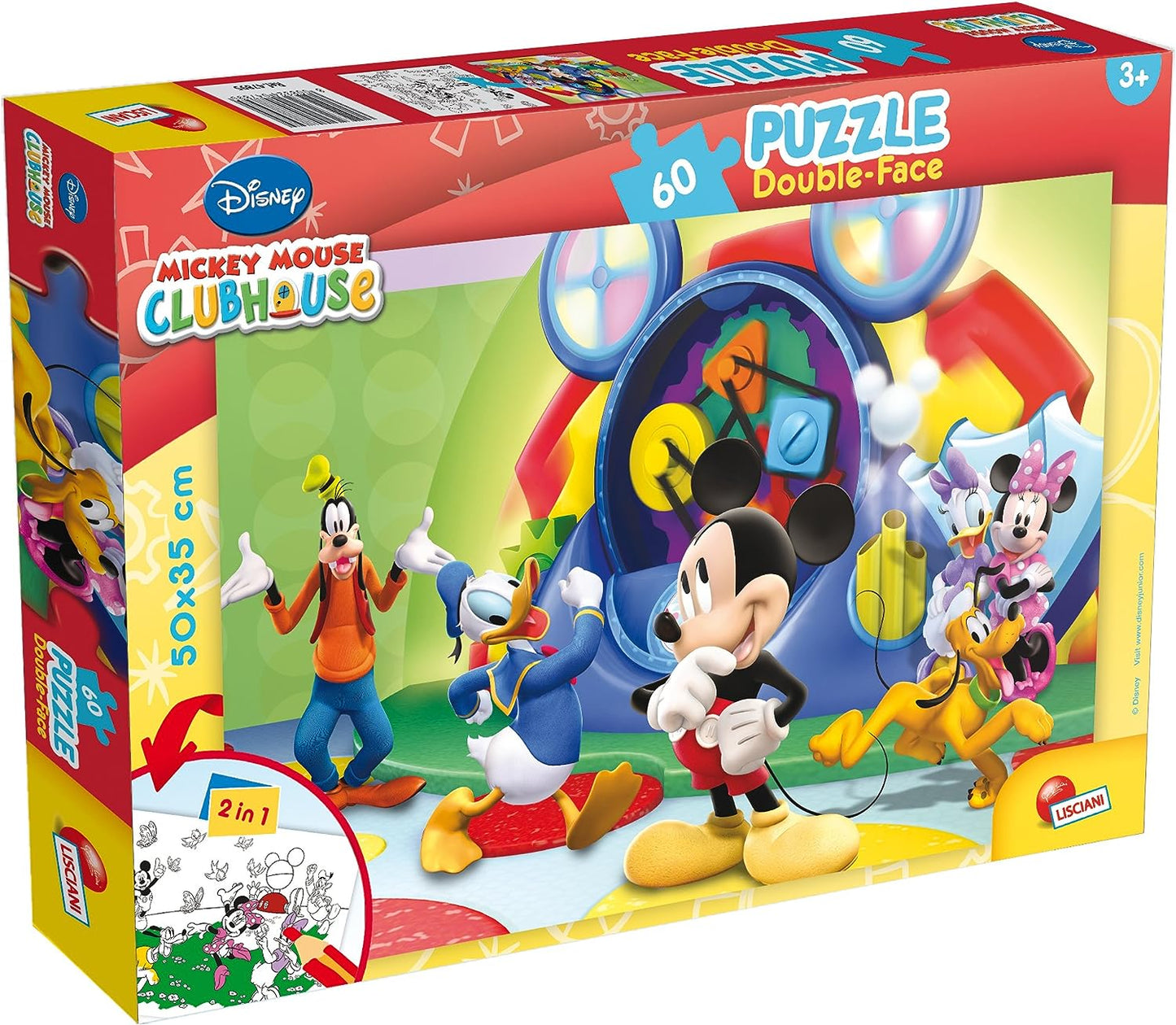 Lisciani - Puzzle Disney Mickey Mouse - Puzzle 60 Piese - fata dubla-  Joc Educativ - De la 4 ani