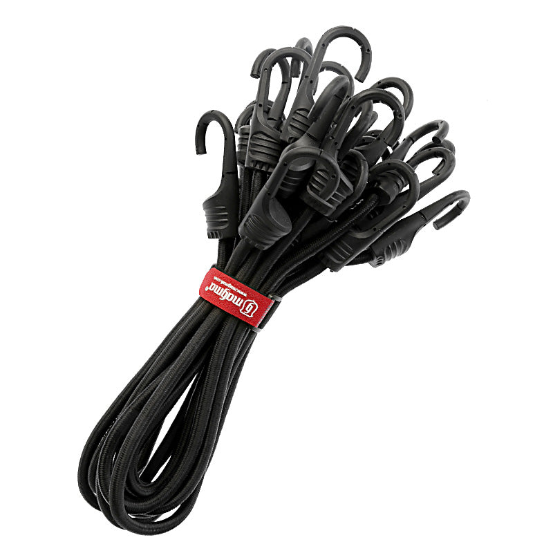 Pachet de 12 corzi elastice - Magma bungee cords - Negre- 30 cm