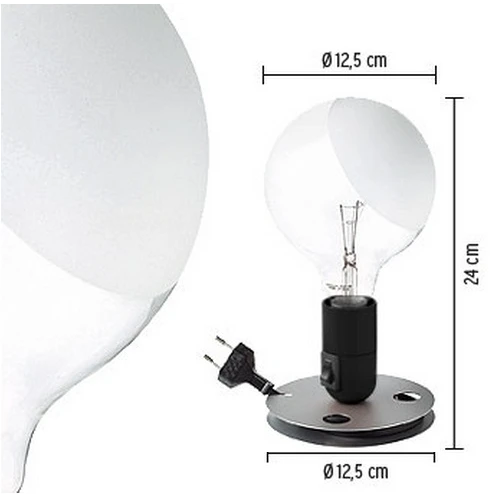 FLOS Lampadina lampa de masa LED, negru , 12,5x24cm