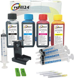 refill24 Kit de reîncărcare pentru cartușe de cerneală compatibile pentru cartușe de cerneală HP 56, 57 negru și color