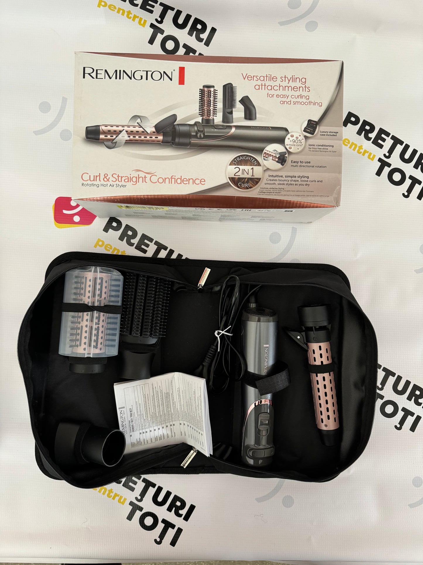 Perie rotativa cu aer cald Remington Curl & Straight Confidence, 800 W