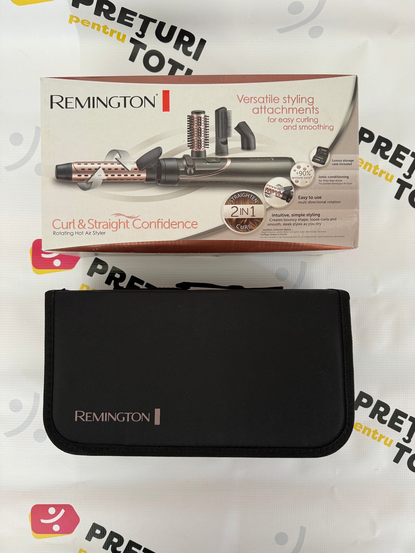 Perie rotativa cu aer cald Remington Curl & Straight Confidence, 800 W