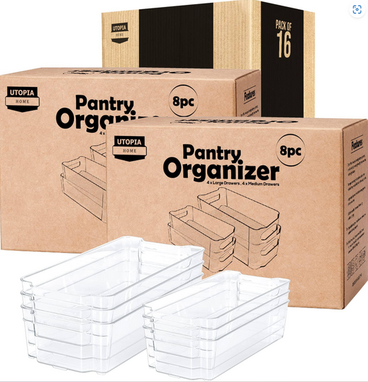 Set de 8 organizatoare pentru frigider Kichly, plastic, transparent