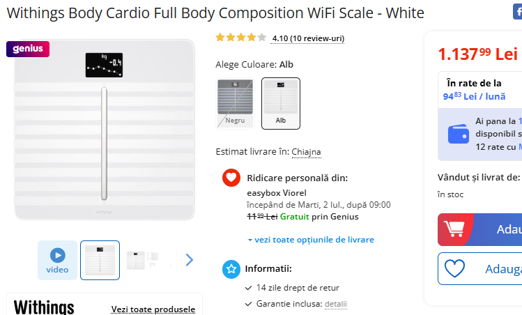 Cantar inteligent Withings Body Cardio