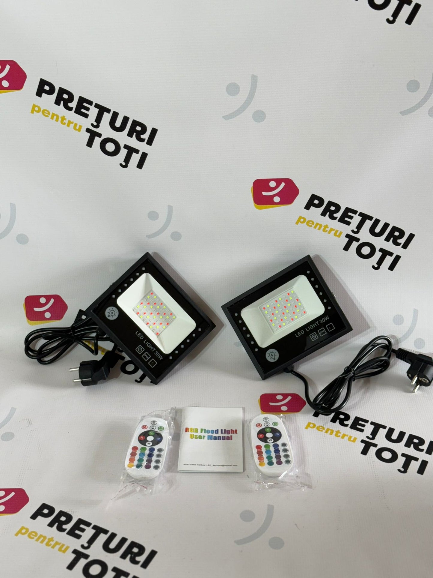 Set 2 Proiectoare LED 30W RGB Telecomanda