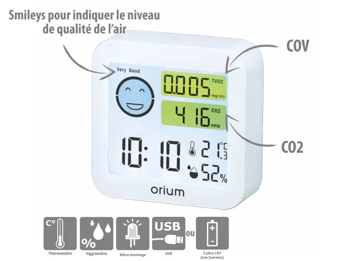 Monitor portabil pentru calitatea aerului (CO₂, COV, temperatură, umiditate)