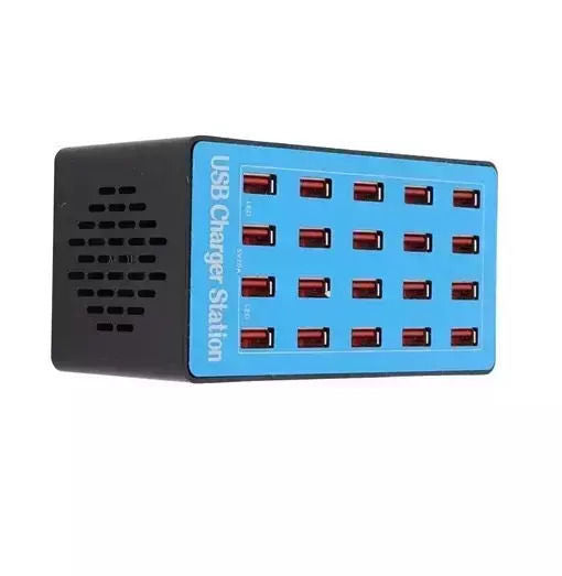 Suport de Încărcare cu 20 Porturi USB-A , Albastru